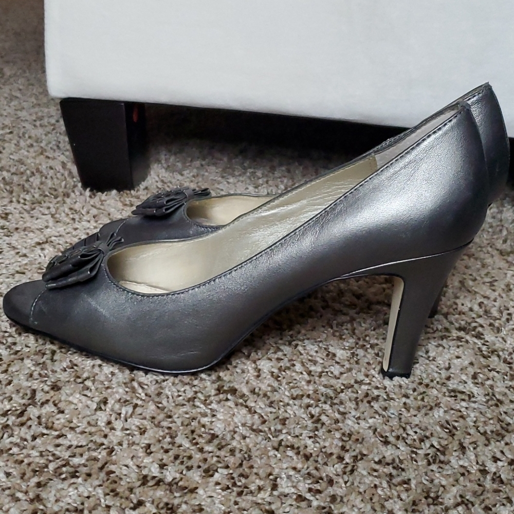 Open Toe Silver Pumps - image 2